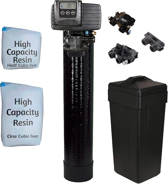 AFWFilters Fleck 5600SXT 48,000 grain water softener system for whole house hard water treatment