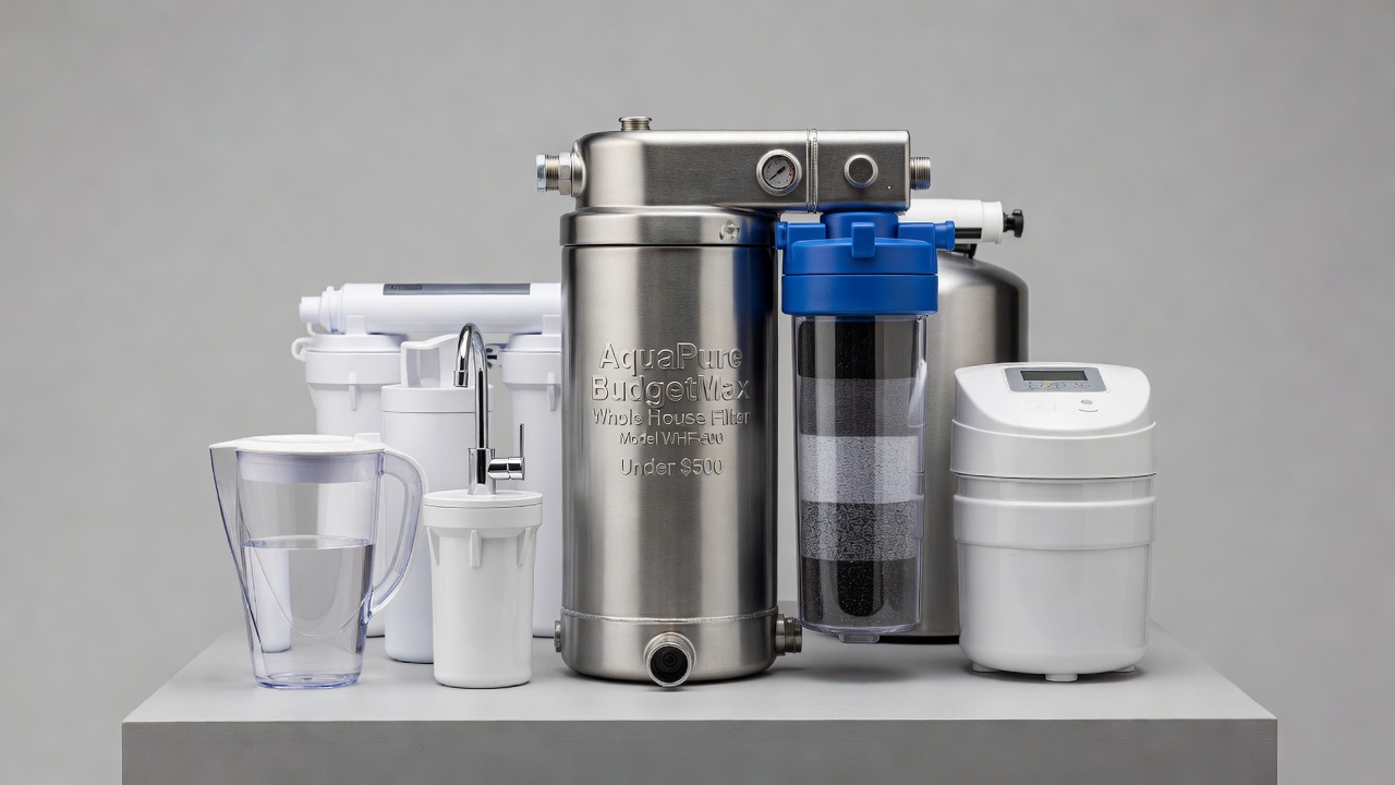 Modern basement utility room with water filtration system installation area